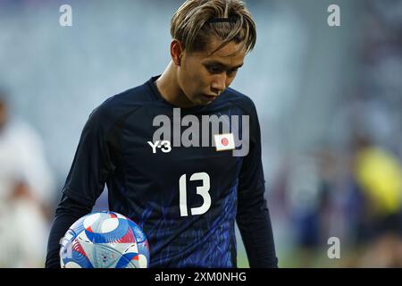 Bordeaux, France. 24th July, 2024. Ryotaro Araki (JPN) Football/Soccer : Paris 2024 Olympic Games Men's football Group D match between Japan 5-0 Paraguay at the Stade de Bordeaux in Bordeaux, France . Credit: Mutsu Kawamori/AFLO/Alamy Live News Stock Photo