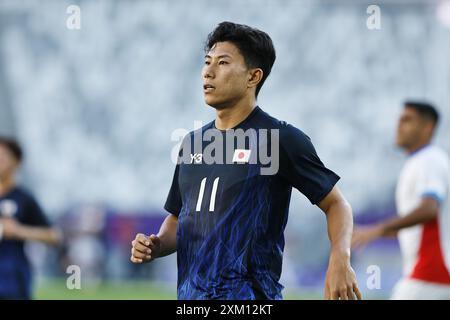 Bordeaux, France. 24th July, 2024. Mao Hosoya (JPN) Football/Soccer : Paris 2024 Olympic Games Men's football Group D match between Japan 5-0 Paraguay at the Stade de Bordeaux in Bordeaux, France . Credit: Mutsu Kawamori/AFLO/Alamy Live News Stock Photo