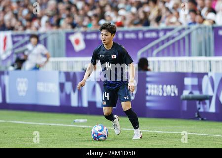 Bordeaux, France. 24th July, 2024. Shunsuke Mito (JPN) Football/Soccer : Paris 2024 Olympic Games Men's football Group D match between Japan 5-0 Paraguay at the Stade de Bordeaux in Bordeaux, France . Credit: Mutsu Kawamori/AFLO/Alamy Live News Stock Photo