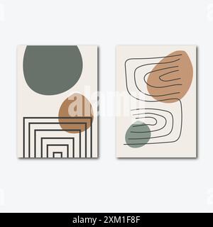 Vector set of line art abstract geometric shape for wall decor. Stock Vector
