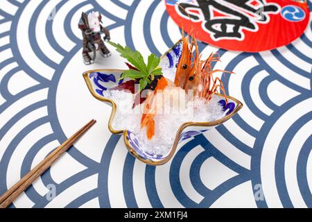 Fresh sweet shrimp sashimi caught in Hokkaido, Japan Stock Photo