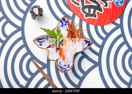 Fresh sweet shrimp sashimi caught in Hokkaido, Japan Stock Photo