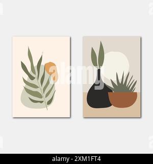 Vector set of botanical wall art. Stock Vector