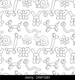 Balloon animals doodle vector seamless pattern Stock Vector
