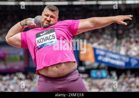 Joe Kovacs (USA), Shot Put Men, during the Wanda Diamond League athletics meet at the London Stadium, London, England on 20 July 2024. Stock Photo