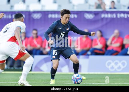 Bordeaux, France. 24th July, 2024. Ayumu Ohata (JPN) Football/Soccer : Paris 2024 Olympic Games Men's football Group D match between Japan 5-0 Paraguay at the Stade de Bordeaux in Bordeaux, France . Credit: Mutsu Kawamori/AFLO/Alamy Live News Stock Photo