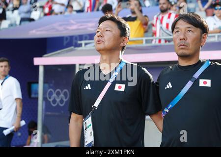 Bordeaux, France. 24th July, 2024. Go Oiwa (JPN) Football/Soccer : Paris 2024 Olympic Games Men's football Group D match between Japan 5-0 Paraguay at the Stade de Bordeaux in Bordeaux, France . Credit: Mutsu Kawamori/AFLO/Alamy Live News Stock Photo