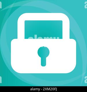 Lock icon mockup on blue business background, flat style. Cyber security concept Stock Vector