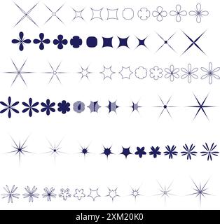 Set of star icons. Simple sparkles collection. Firework stars icons Stock Vector