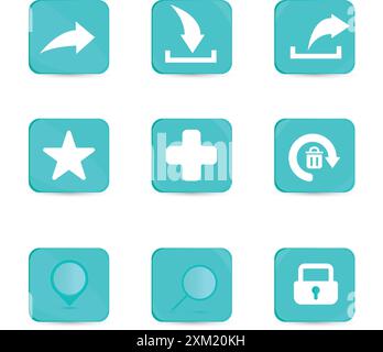 Simple three-dimensional buttons for web application. User interface elements for manage, search, payment form and component Stock Vector