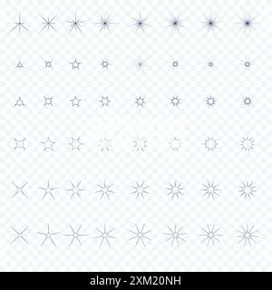 Starburst and sunburst collection. Sparkles icons Stock Vector