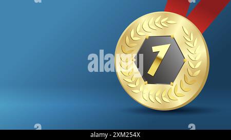 Gold medal, copy space background for sports award games. Vector illustration for 1st place winner in a championship or tournament Stock Vector