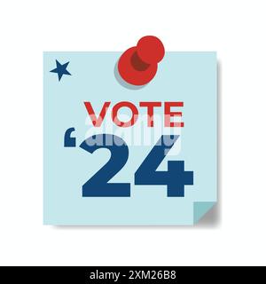 Voting 2024 Icon - Vote, Government, and Patriotic Symbolism and Colors Stock Vector