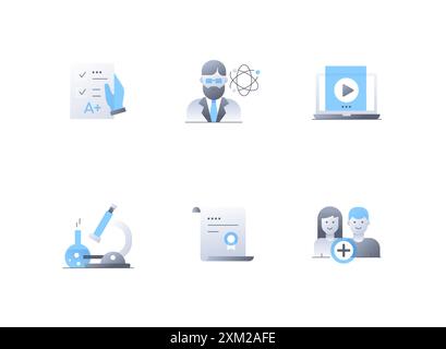 Academic success and knowledge - flat design style icons set Stock Vector