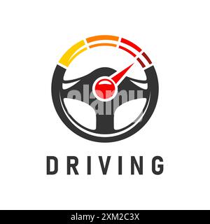 Drive steering wheel icon. Tech and safe drive, driving school and electric car symbol of control and navigation. Isolated vector emblem with car helm Stock Vector