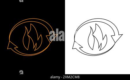 Metabolism fire icon flat design illustration. Stock Vector