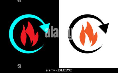 Metabolism fire icon flat design illustration. Stock Vector