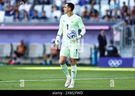 Bordeaux, France. 24th July, 2024. Gatito Fernandez (PAR) Football/Soccer : Paris 2024 Olympic Games Men's football Group D match between Japan 5-0 Paraguay at the Stade de Bordeaux in Bordeaux, France . Credit: Mutsu Kawamori/AFLO/Alamy Live News Stock Photo