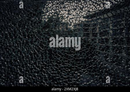 Broken glass texture background. Close up view of broken glass surface Stock Photo