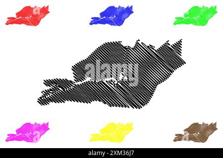 Smallingerland municipality (Kingdom of the Netherlands, Holland, Frisia or Friesland province) map vector illustration, scribble sketch Smellingerlân Stock Vector