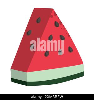 A piece of watermelon cut into a triangle shape Stock Vector