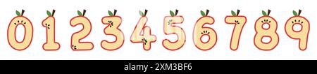Number vector illustration depicting apple flesh and seeds Stock Vector
