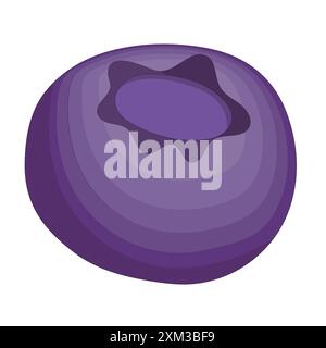 1 purple round blueberry Stock Vector