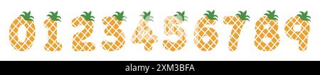 Number vector illustration depicting the stem and peel of a pineapple Stock Vector