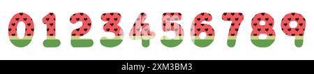 Number vector illustration depicting watermelon rind and seeds Stock Vector