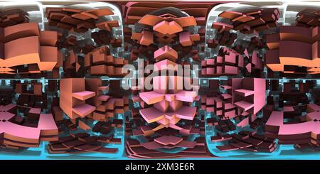 360 degree panoramic view of 360 degree labyrinth, abstract maze background panorama, equirectangular projection, environment map. HDRI spherical panorama. 3d illustration