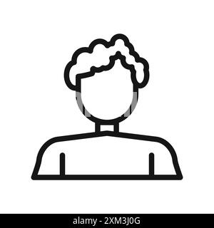 afro-american woman or girl icon Black line art vector in black and white outline set collection sign Stock Vector