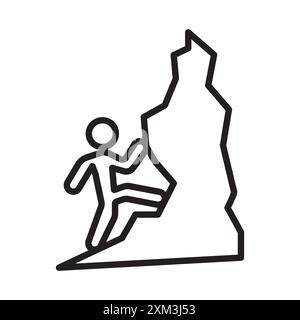 Climbing icon Black line art vector in black and white outline set collection sign Stock Vector