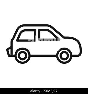 Car icon Black line art vector in black and white outline set collection sign Stock Vector