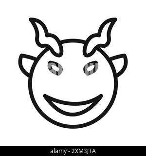 Demon devil icon Black line art vector in black and white outline set collection sign Stock Vector