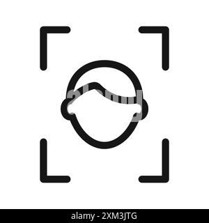 face id icon Black line art vector in black and white outline set collection sign Stock Vector