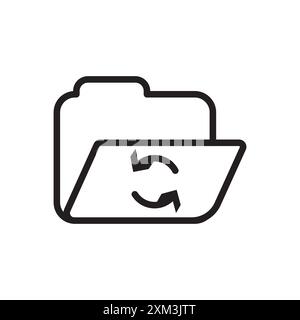 Folder sync icon Black line art vector in black and white outline set collection sign Stock Vector