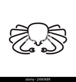 Crabs icon Black line art vector in black and white outline set collection sign Stock Vector