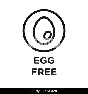 egg free icon Black line art vector in black and white outline set collection sign Stock Vector