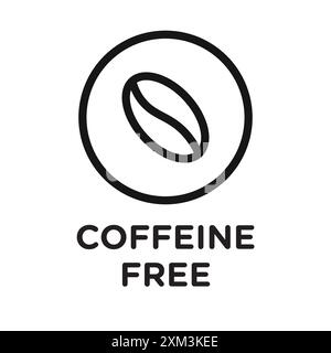 coffeine free icon Black line art vector in black and white outline set collection sign Stock Vector