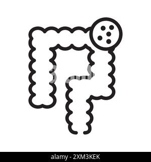 colorectral cancer icon Black line art vector in black and white outline set collection sign Stock Vector