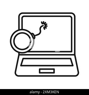 Ddos icon Black line art vector in black and white outline set collection sign Stock Vector