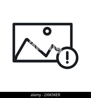 Image Error icon Black line art vector in black and white outline set collection sign Stock Vector