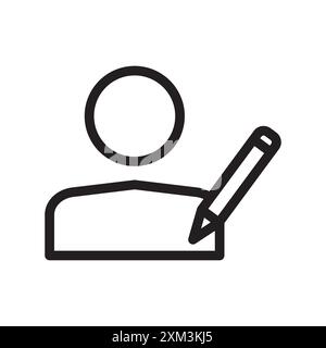 Edit user icon Black line art vector in black and white outline set collection sign Stock Vector