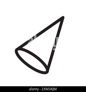 Cone shape 3D icon Black line art vector in black and white outline set collection sign Stock Vector