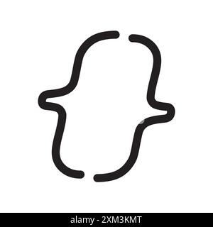 Font brackets icon Black line art vector in black and white outline set collection sign Stock Vector