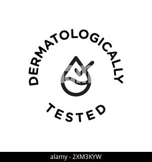 dermatologically tested icon Black line art vector in black and white outline set collection sign Stock Vector