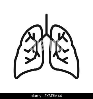 Human lungs icon Black line art vector in black and white outline set ...