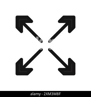Expand icon Black line art vector in black and white outline set collection sign Stock Vector