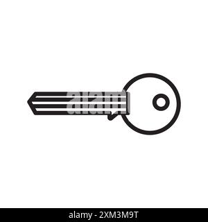 Key icon Black line art vector in black and white outline set collection sign Stock Vector