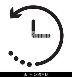 History icon Black line art vector in black and white outline set collection sign Stock Vector